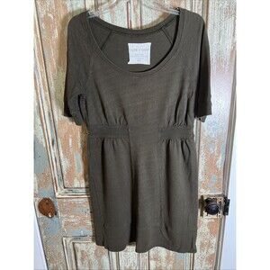 Anthropologie Pure + Good  Short Sleeve Sweatshirt Dress Army Green Size S